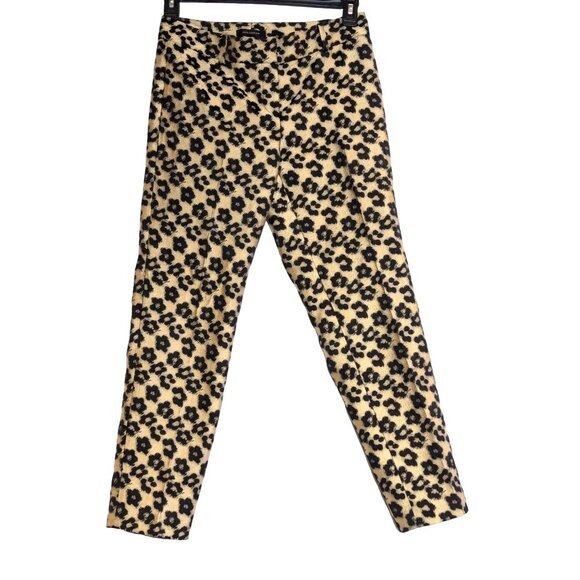 Ann Taylor Maven Leopard Jacquard Ankle Pant - Size 2 Gold & Black Floral - Picture 1 of 8